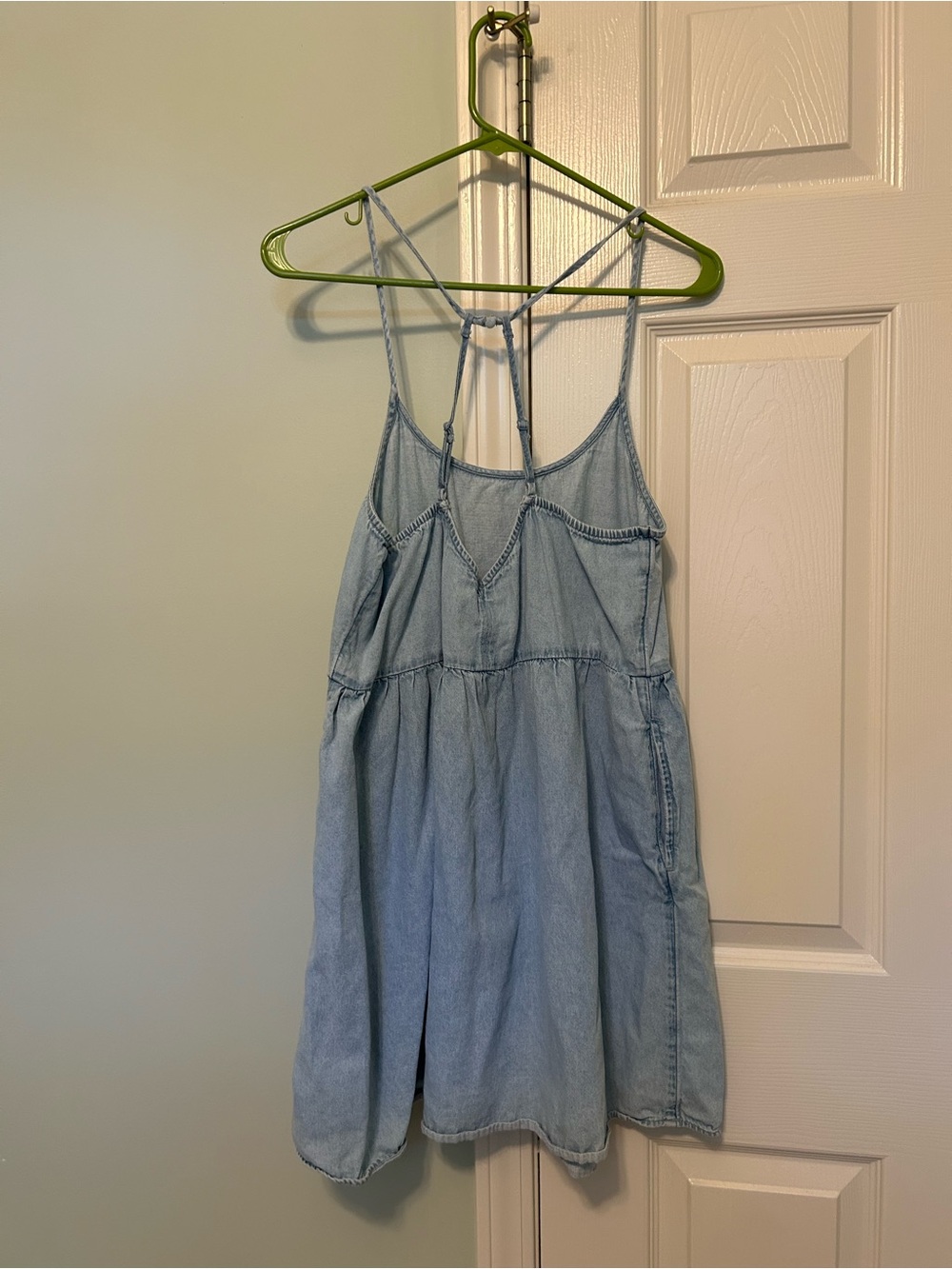 American Eagle Light Wash Denim Sundress with Spaghetti Straps - Picture 2 of 3